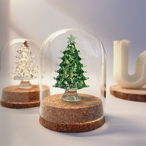Display Boxes Walnut Pine, Thimble Display Tree w/Glass Dome