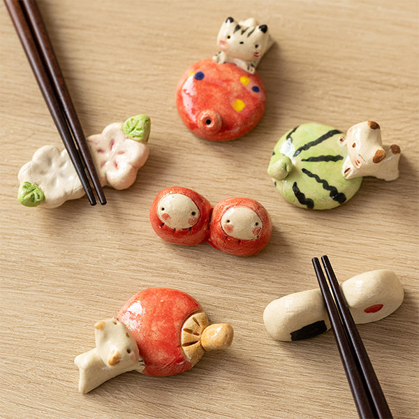 Cute Chopstick Rest - Ceramic - Cat - Sakura - 6 Patterns