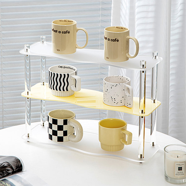 Dust-proof Tea Cup Storage Box Glass Cup Holder Mug Storage Tray Desk  Kitchen Organizer Supplies Living Room Cup Storage Rack