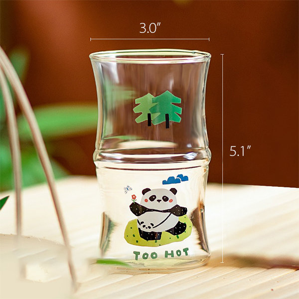 Cartoon Panda Tea Cup - Glass - Bamboo Embossed from Apollo Box