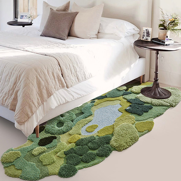 Irregular Bed Rug - Wool - Green - Nature