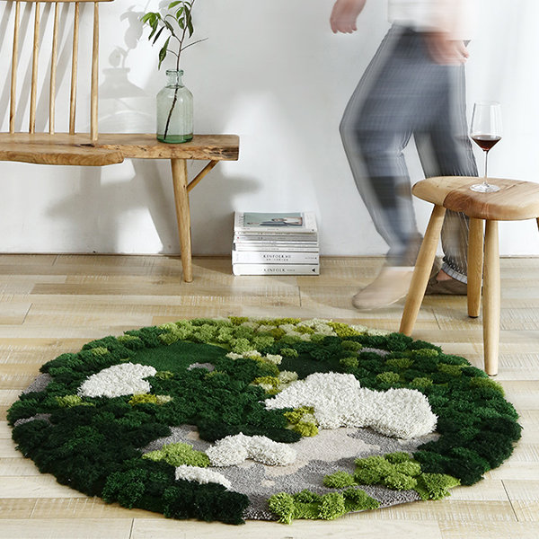 Round Forest Moss Rug - Wool - 3 Sizes