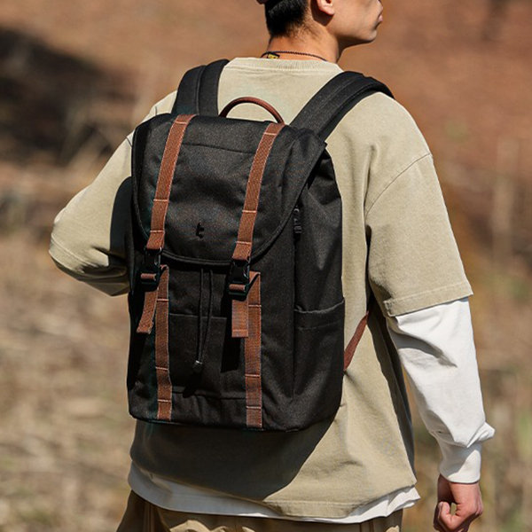 Men's Backpack - Polyester - Black - White - Yellow - ApolloBox