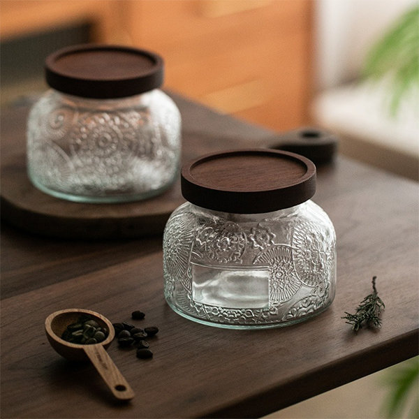 Embossed Design Storage Jar - Crystal Glass - 6 Patterns - ApolloBox