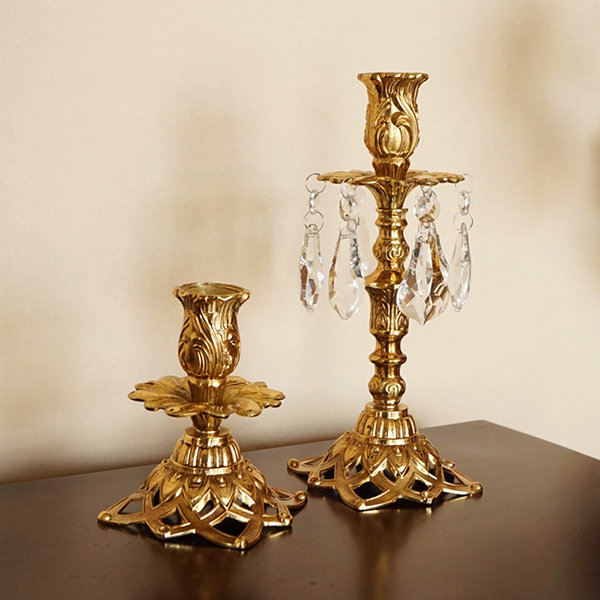 Assorted Set of Vintage Brass Candle Holders - Out Of The Dust Rentals