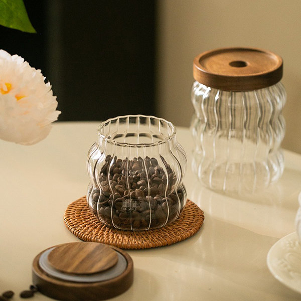 Vintage Spice Jar - Ceramic - Acacia Wood - ApolloBox