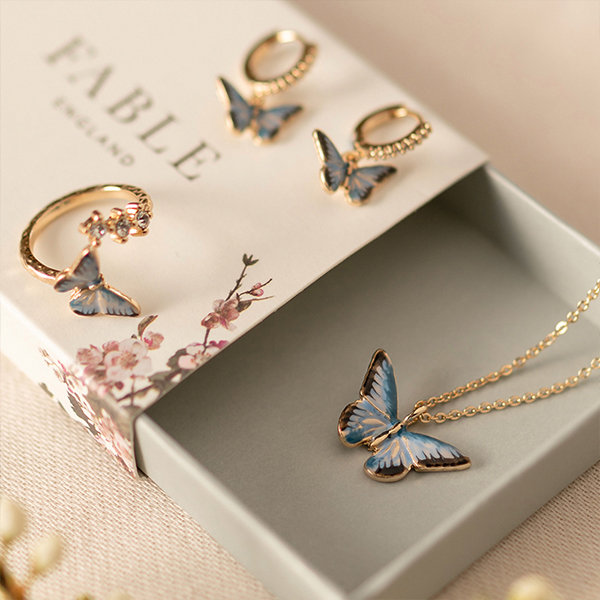 Colorful Blue Butterfly Enamel Necklace - Zinc Alloy - ApolloBox