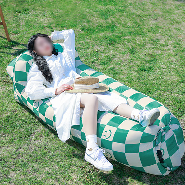 Green Checkered Inflatable Sofa - Outdoor - 2 Patterns - ApolloBox