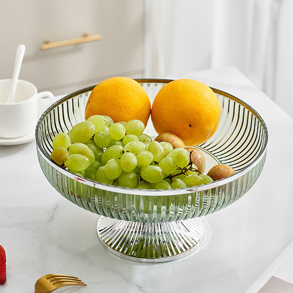 Transparent Plastic Fruit Plate - Green - Gray