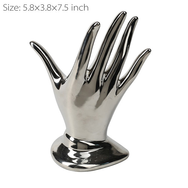 Lady's Hand Jewelry Holder - Ceramic - Silver - Black - Black