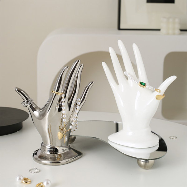 Lady's Hand Jewelry Holder - Ceramic - Silver - Black - Black - Khaki -  ApolloBox