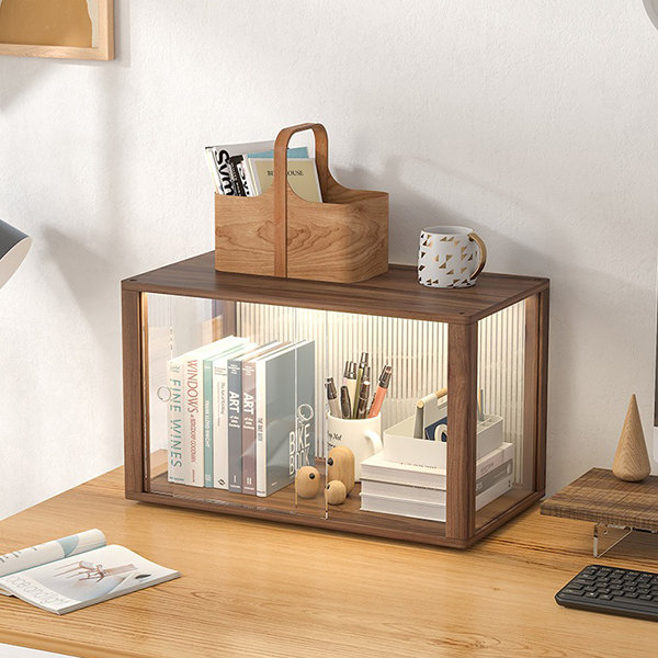 Bathroom Storage Rack - Walnut Wood - Acrylic - ApolloBox