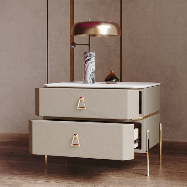 Italian Style Minimalist Bedside Table - Rock Plate - Apricot - Gray -  Green - 5 Colors from Apollo Box