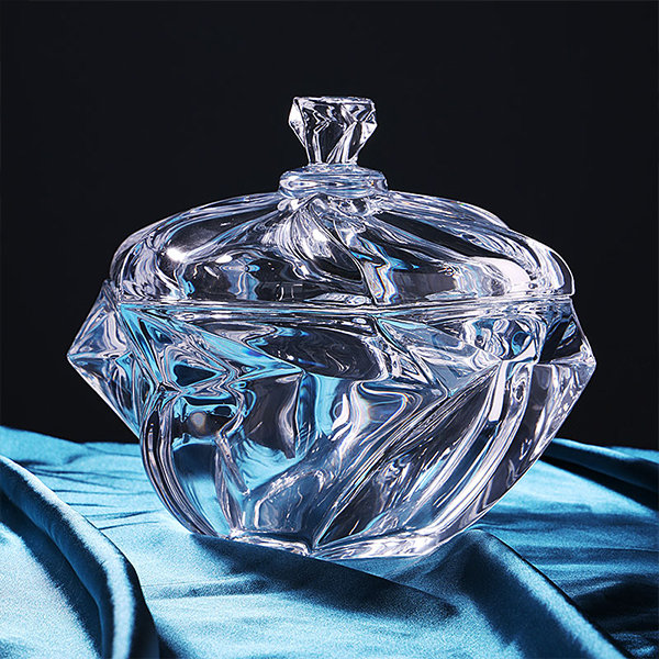 European-style Crystal Glass Candy Jar - Embossed Floral Patterns