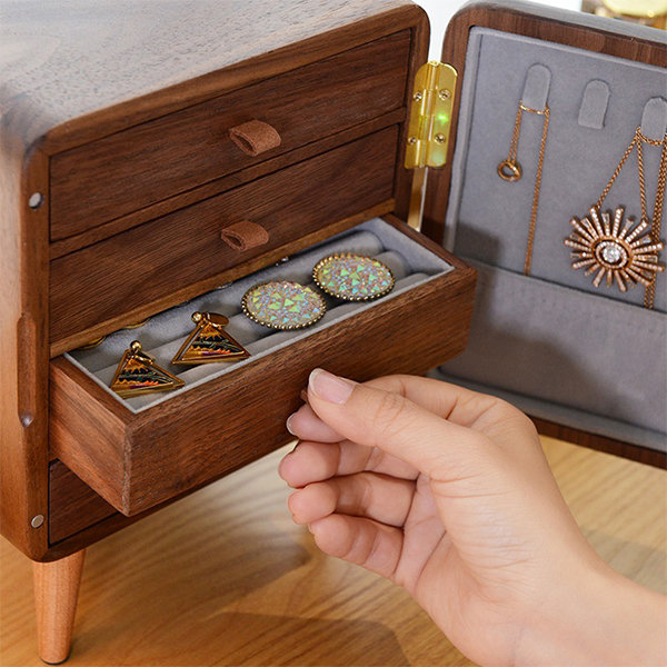 Book Inspired Jewelry Storage Box - Acrylic - Black Walnut Wood