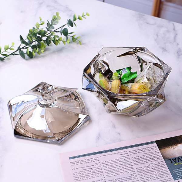 European-style Crystal Glass Candy Jar - Embossed Floral Patterns