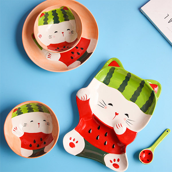 WhiskerMelon Cat Plate - Ceramic - 4 Sizes - Kids Tableware