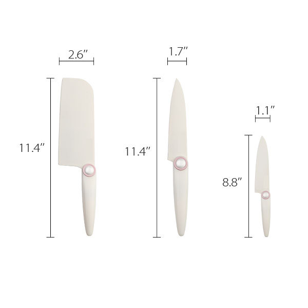 Kitchen White Knife Set - Steel Core - Ceramic - Pearl