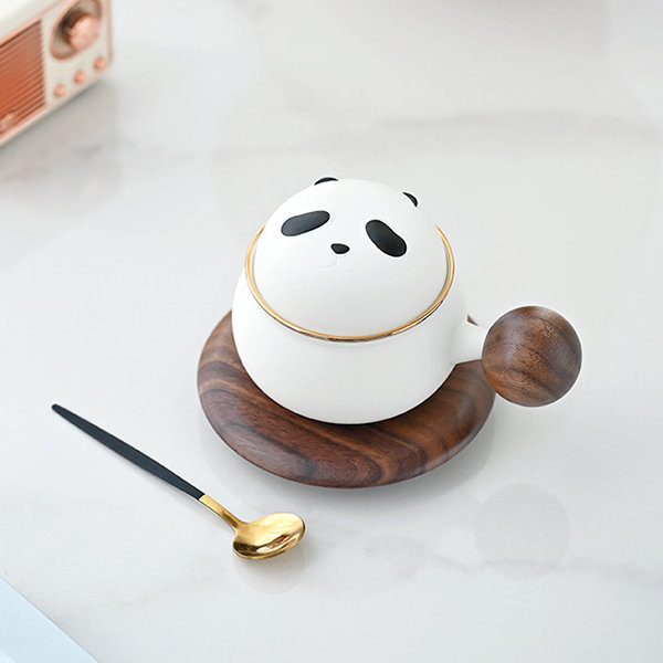 Cartoon Panda Tea Cup - Glass - Bamboo Embossed from Apollo Box