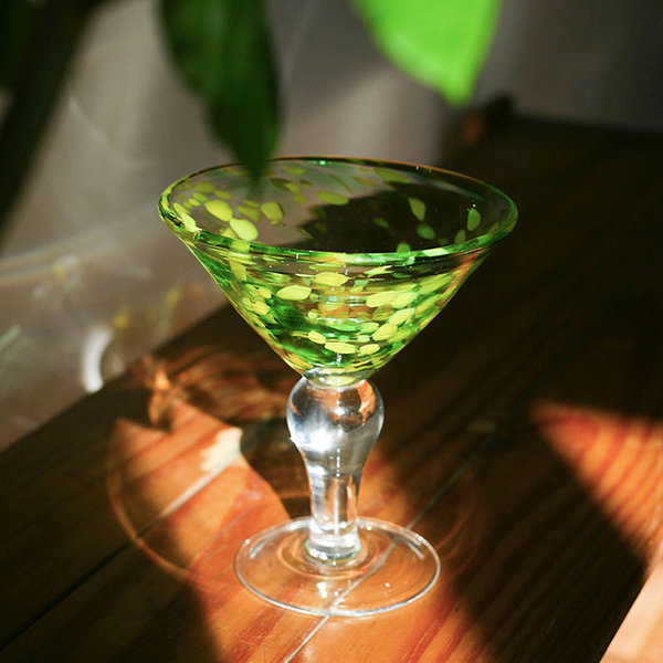 Vintage Clear Glass Cup - Green - ApolloBox