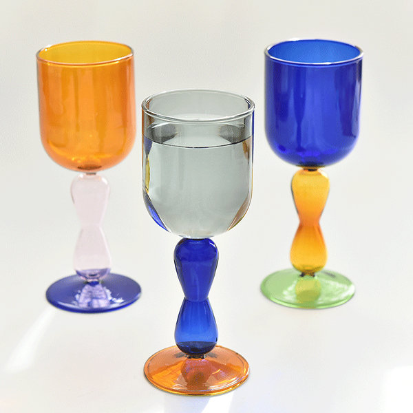 Creative Contrast Color Goblet - Glass - Gray - Yellow - Blue