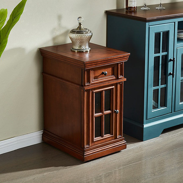 Vintage Solid Wood Side Table - Walnut - Cherry - Gray from Apollo Box