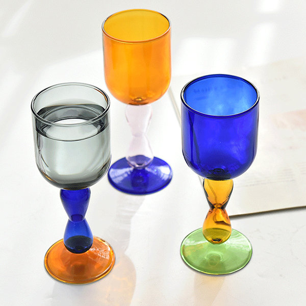 Creative Stained Glass Goblets Contrast Color Wine Glasses Ins