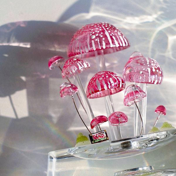 Mushroom Lamp MADE to ORDER Pink Mushroom Lamp With Crystals Fairy