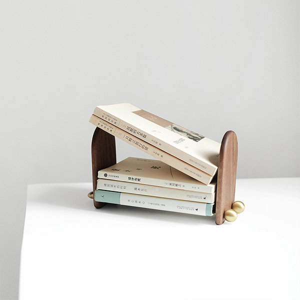 Minimalist Creative Desktop Bookshelf - Black Walnut Wood - Brass -  ApolloBox