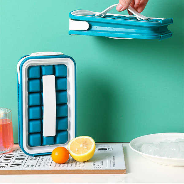 Cube Tray with Lid Cute Ice Tray Easy Release Ice Maker Tea Liquor Sweet Ice  Cream Durable with Holes Blue Cone 