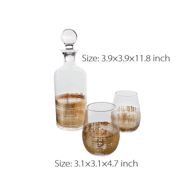 Wine Glass Set - Golden - Textured - Set Of Two - ApolloBox