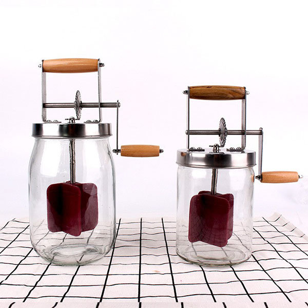 Two (2) Glass Milk Frother Cups , with stainless plate and string