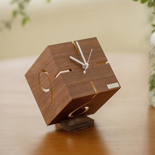 Cube Desk Clock - Handmade - Walnut - Wood from Apollo Box