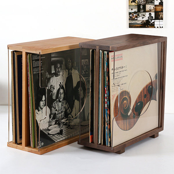 Vinyl Record Storage Rack - Cherry Wood - Black Walnut Wood - ApolloBox