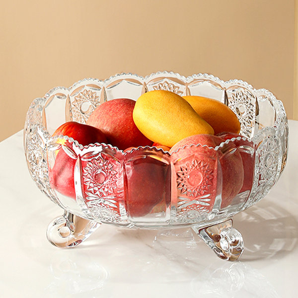 Elegant Embossed Fruit Bowl - Ceramic - White - Butterfly Design