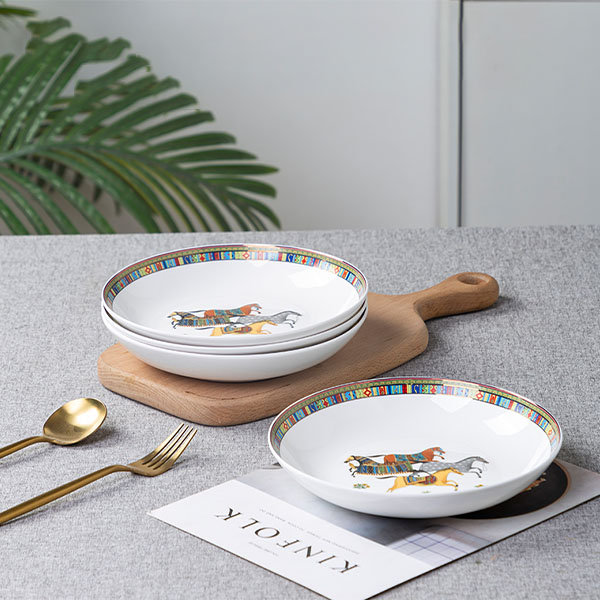 Ceramic Plate Set - 2 Patterns - 3 Sizes - 4 Pcs - ApolloBox