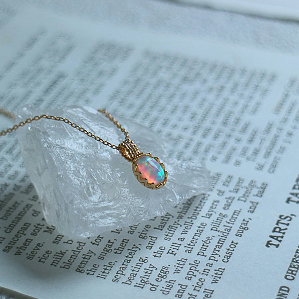White Opal Stone Pendant Minimalist Droplet Fire Opal Necklace Sterling  Silver - AbuMaizar Dental Roots Clinic