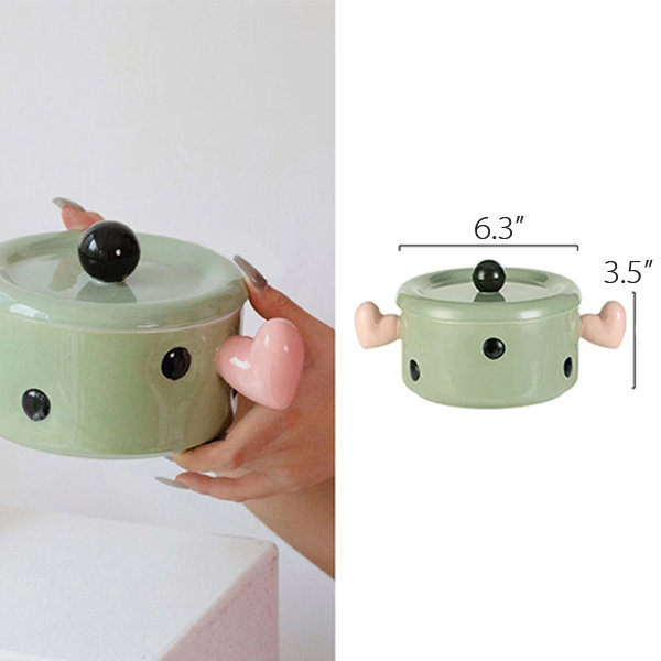 Cherry Featured Ceramic Pot with Handle - ApolloBox