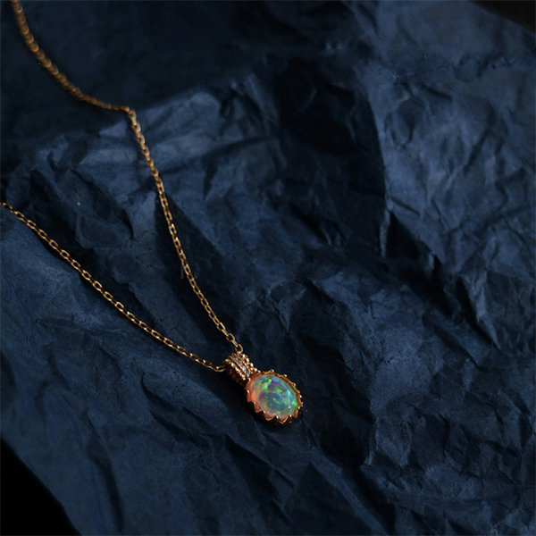 Opal Pendant, Natural Opal, October Birthstone, Teardrop Pendant, Vint –  Adina Stone Jewelry