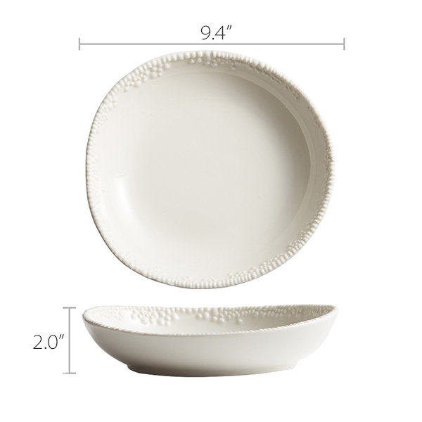 Irregular Ceramic Deep Plate - Black - White