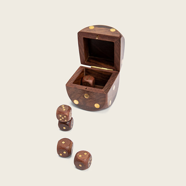 Japanese Style Dice Box - Wood - With 5 Dices