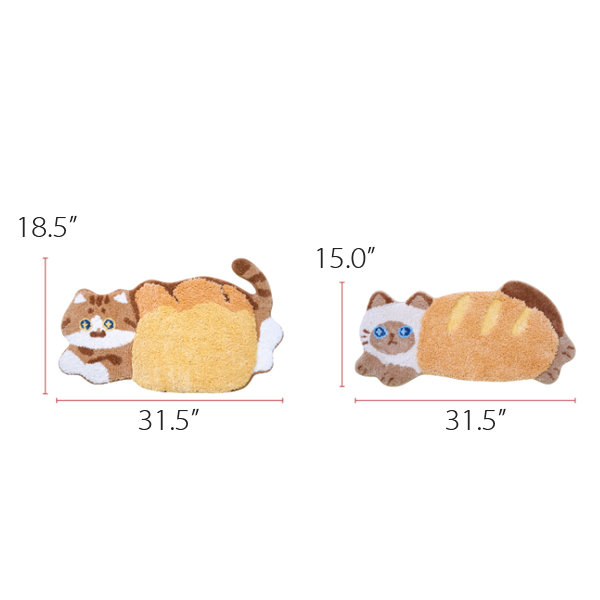 Bread Cat Floor Mat - Cat Lover - Polyester - Bread Roll - Siamese Bread  from Apollo Box