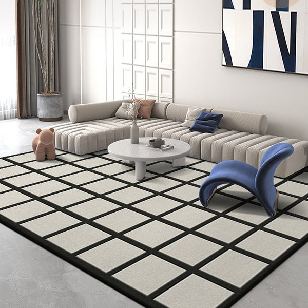 Neutral Trio Rectangular Handmade Floor Mat: Brown, White, and Black  Weaving a Balanced and Versatile Room