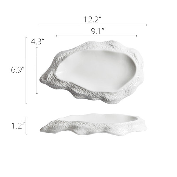 Oyster Shaped Plate - Ceramic - Small - Large
