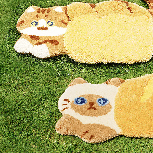 Bread Cat Floor Mat - Cat Lover - Polyester - Bread Roll - Siamese Bread