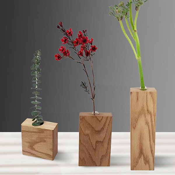 Japanese Flower Vase - Oak Wood - Black Walnut Wood