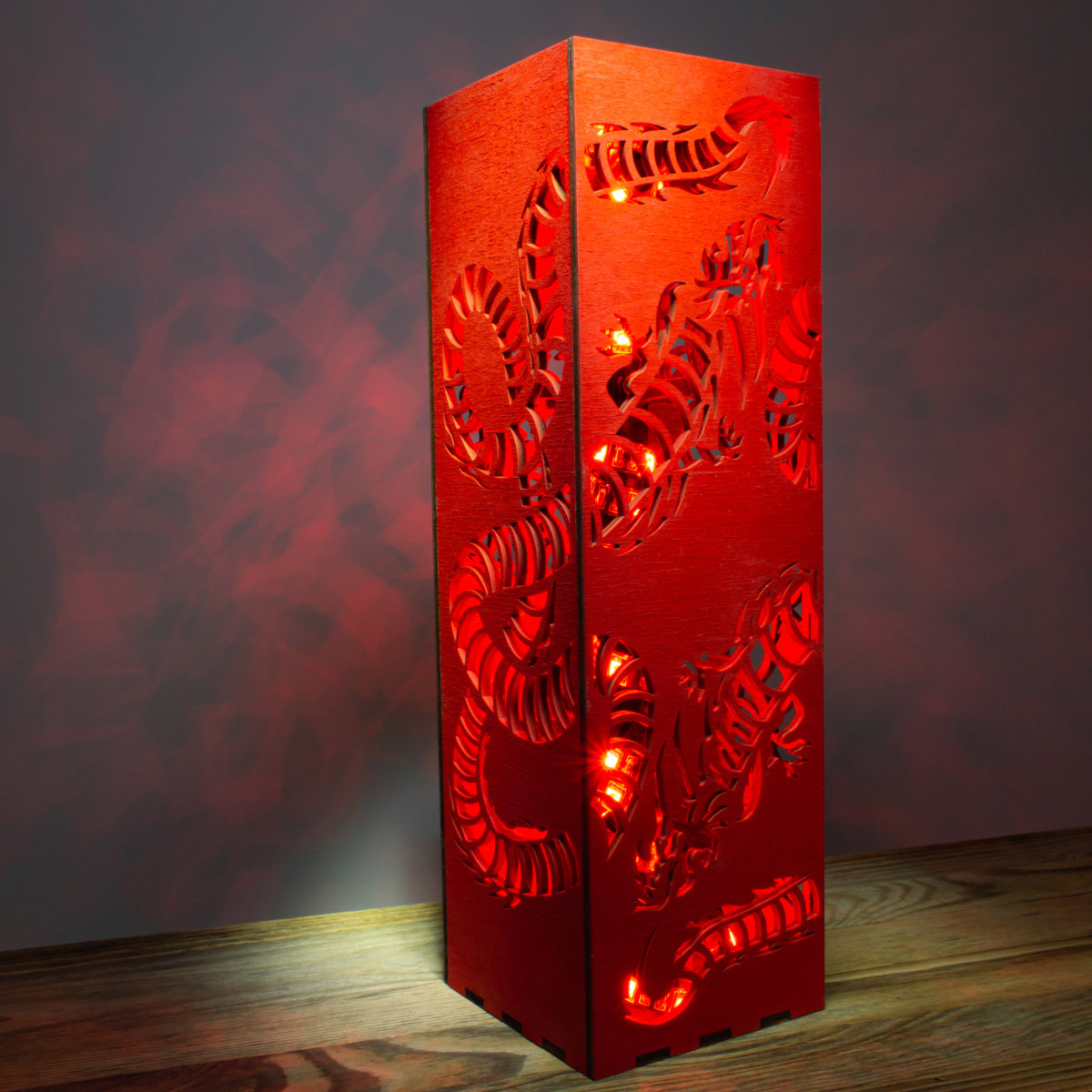 Ouroboros Dragon Snake Night Light - Red - Hollow Design
