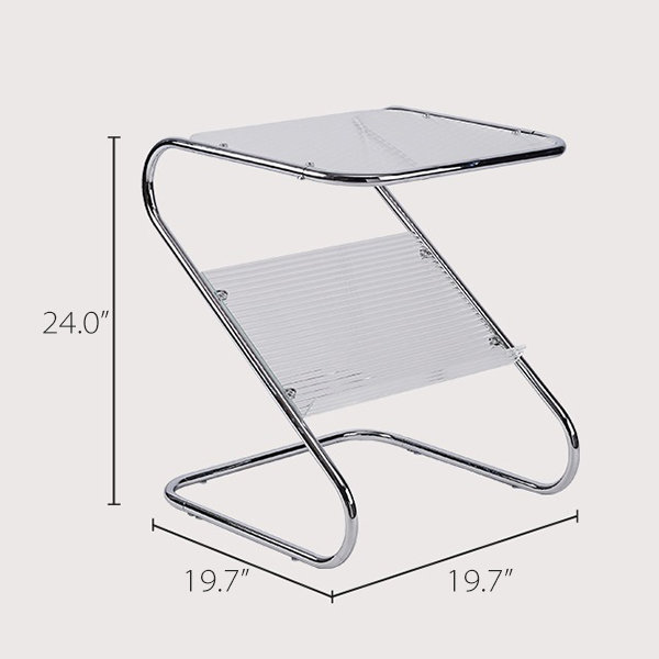 Z Shaped Coffee Table - Glass - Transparent - Gray - Dual Layered Design