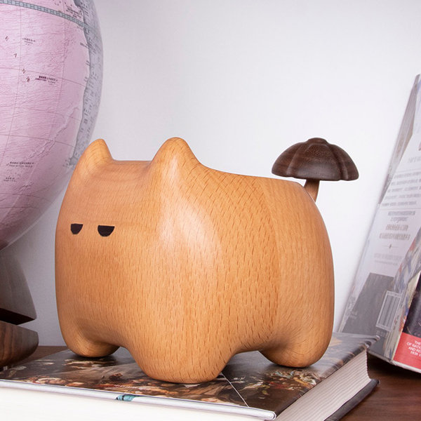 Fun Cat Pencil Holder - Black Walnut Wood - Beech Wood - Organizer