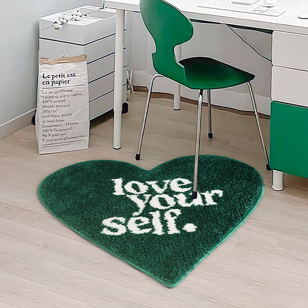 Green Heart Shaped Rug - Love Yourself - Bring Warmth And Positivity